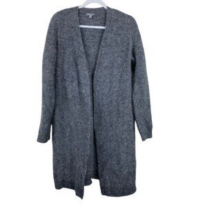 COS Mohair Wool Blend Long Open Front Cardigan Gray Minimalist Size Small